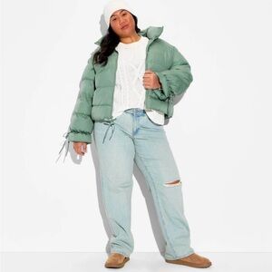 Women's Bow Puffer Jacket - Wild Fable™ Green 3X